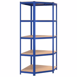 ) vidaXL Storage Shelf Garage Organiser Holder Rack Steel and Engineered Wood - Blue, 75 x 75 x 180 cm (L x W x H