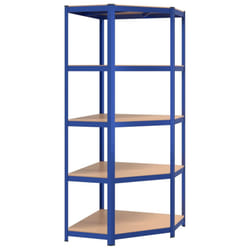 ) vidaXL Storage Shelf Garage Organiser Holder Rack Steel and Engineered Wood - Blue, 75 x 75 x 180 cm (L x W x H