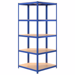 ) vidaXL Storage Shelf Garage Organiser Holder Rack Steel and Engineered Wood - Blue, 75 x 75 x 180 cm (L x W x H - Additional view 5