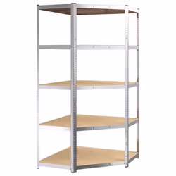 ) vidaXL Storage Shelf Garage Organiser Holder Rack Steel and Engineered Wood - Silver, 90 x 90 x 180 cm (L x W x H