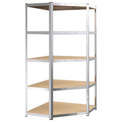 ) vidaXL Storage Shelf Garage Organiser Holder Rack Steel and Engineered Wood - Silver, 90 x 90 x 180 cm (L x W x H