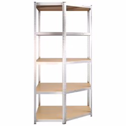 ) vidaXL Storage Shelf Garage Organiser Holder Rack Steel and Engineered Wood - Silver, 90 x 90 x 180 cm (L x W x H - Additional view 4