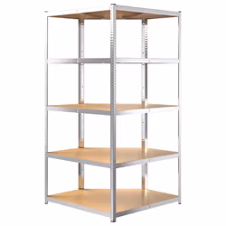 ) vidaXL Storage Shelf Garage Organiser Holder Rack Steel and Engineered Wood - Silver, 90 x 90 x 180 cm (L x W x H - Additional view 5