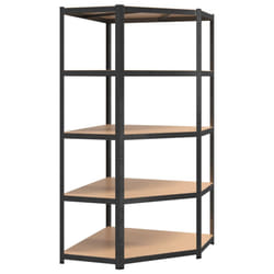 ) vidaXL Storage Shelf Garage Organiser Holder Rack Steel and Engineered Wood - Grey, 90 x 90 x 180 cm (L x W x H