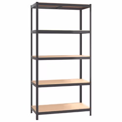 ) vidaXL Storage Shelf Garage Organiser Holder Rack Steel and Engineered Wood - Anthracite, 100 x 50 x 200 cm (L x W x H