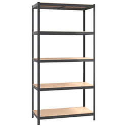 ) vidaXL Storage Shelf Garage Organiser Holder Rack Steel and Engineered Wood - Anthracite, 100 x 50 x 200 cm (L x W x H