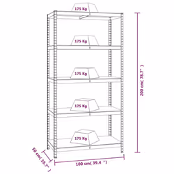 ) vidaXL Storage Shelf Garage Organiser Holder Rack Steel and Engineered Wood - Anthracite, 100 x 50 x 200 cm (L x W x H