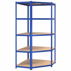 ) vidaXL Storage Shelf Garage Organiser Holder Rack Steel and Engineered Wood - Blue, 90 x 90 x 200 cm (L x W x H