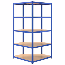 ) vidaXL Storage Shelf Garage Organiser Holder Rack Steel and Engineered Wood - Blue, 90 x 90 x 200 cm (L x W x H - Additional view 5
