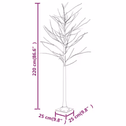 vidaXL LED White Birch Tree Warm White 128 LEDs 220 cm Christmas Tree Light