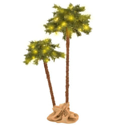 vidaXL Christmas Tree with LEDs Palm Tree Christmas Decoration Artificial Tree - 90 cm + 150 cm