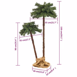 vidaXL Christmas Tree with LEDs Palm Tree Christmas Decoration Artificial Tree - 90 cm + 150 cm - Additional view 6