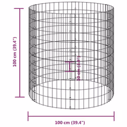vidaXL Garden Composter Galvanised Steel Recycling Bin Waste Box Multi Sizes - Ã 100 x 100 cm/815 - Additional view 5