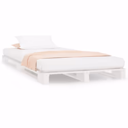 vidaXL Solid Wood Pine Bed Frame Wooden Bed Base Bedstead Mattress Foundation - white, 90 x 200 cm