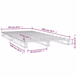vidaXL Solid Wood Pine Bed Frame Wooden Bed Base Bedstead Mattress Foundation - white, 90 x 200 cm - Additional view 7
