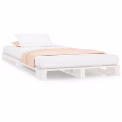 vidaXL Solid Wood Pine Bed Frame Wooden Bed Base Bedstead Mattress Foundation - white, 100 x 200 cm