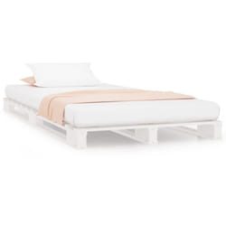 vidaXL Solid Wood Pine Bed Frame Wooden Bed Base Bedstead Mattress Foundation - white, 100 x 200 cm