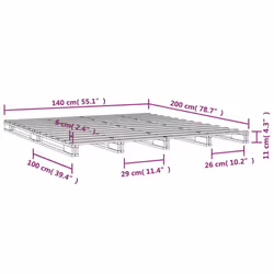 vidaXL Solid Wood Pine Bed Frame Wooden Bed Base Bedstead Mattress Foundation - natural, 140 x 200 cm - Additional view 3