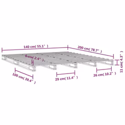vidaXL Solid Wood Pine Bed Frame White 140x200 cm Wooden Bed Base Bedstead