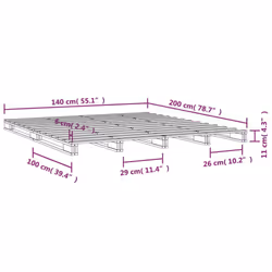 vidaXL Solid Wood Pine Bed Frame White 140x200 cm Wooden Bed Base Bedstead - Additional view 8