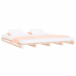 vidaXL Solid Wood Pine Bed Frame Wooden Bed Base Bedstead Mattress Foundation - natural, 160 x 200 cm - Additional view 2