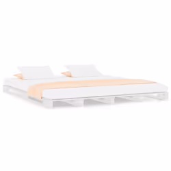 vidaXL Solid Wood Pine Bed Frame White 160x200 cm Wooden Bed Base Bedstead - Additional view 6