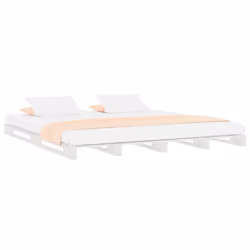 vidaXL Solid Wood Pine Bed Frame Wooden Bed Base Bedstead Mattress Foundation - white, 180 x 200 cm