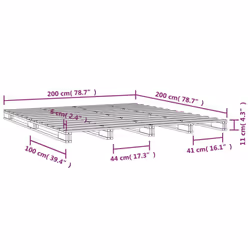 vidaXL Solid Wood Pine Bed Frame Wooden Bed Base Bedstead Mattress Foundation - natural, 200 x 200 cm