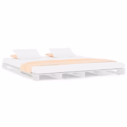 vidaXL Solid Wood Pine Bed Frame White 200x200 cm Wooden Bed Base Bedstead