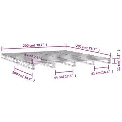 vidaXL Solid Wood Pine Bed Frame White 200x200 cm Wooden Bed Base Bedstead