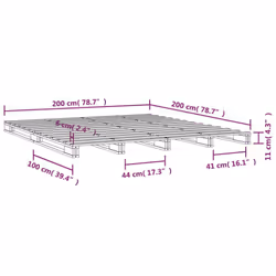 vidaXL Solid Wood Pine Bed Frame White 200x200 cm Wooden Bed Base Bedstead - Additional view 5