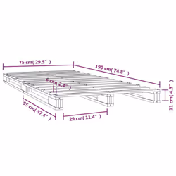 vidaXL Pallet Bed Home Bed Frame Black 75x190 cm Small Single Solid Wood Pine - Additional view 4