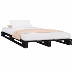 vidaXL Pallet Bed Home Bed Frame Black 75x190 cm Small Single Solid Wood Pine - Additional view 5