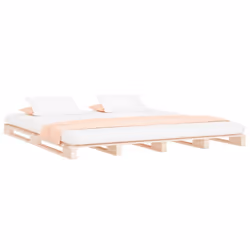 vidaXL Solid Wood Pine Bed Frame Wooden Bed Base Bedstead Mattress Foundation - 135 x 190 cm