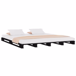 vidaXL Pallet Bed Bedroom Bed Frame Bed Base Black 135x190 cm Double Wood Pine - Additional view 4