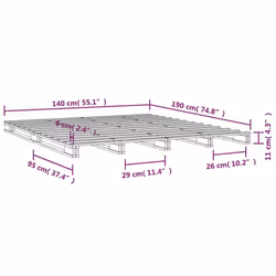vidaXL Solid Wood Pine Bed Frame Black 140x190 cm Wooden Bed Base Bedstead