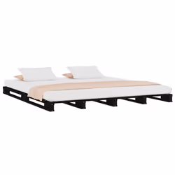 vidaXL Solid Wood Pine Bed Frame Black 140x190 cm Wooden Bed Base Bedstead - Additional view 7