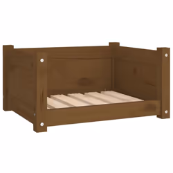 vidaXL Solid Pine Wood Dog Bed 55.5x45.5x28 cm Honey Brown Pet Sofa Dog Couch