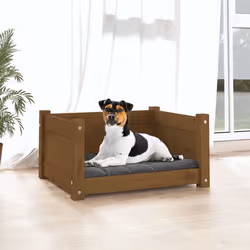 vidaXL Solid Pine Wood Dog Bed 55.5x45.5x28 cm Honey Brown Pet Sofa Dog Couch