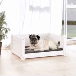 vidaXL Solid Pine Wood Dog Bed White 65.5x50.5x28 cm Wooden Pet Sofa Dog Couch