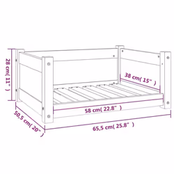 vidaXL Solid Pine Wood Dog Bed White 65.5x50.5x28 cm Wooden Pet Sofa Dog Couch