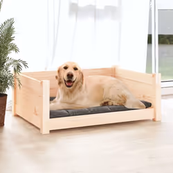 vidaXL Solid Pine Wood Dog Bed 75.5x55.5x28 cm Wooden Pet Sofa Puppy Dog Couch