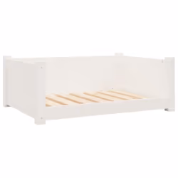vidaXL Solid Pine Wood Dog Bed 75.5x55.5x28 cm White Wooden Pet Sofa Dog Couch