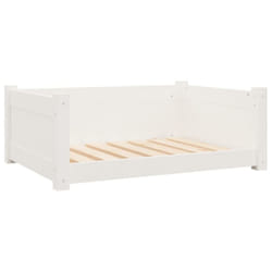 vidaXL Solid Pine Wood Dog Bed 75.5x55.5x28 cm White Wooden Pet Sofa Dog Couch