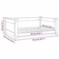 vidaXL Solid Pine Wood Dog Bed 75.5x55.5x28 cm White Wooden Pet Sofa Dog Couch