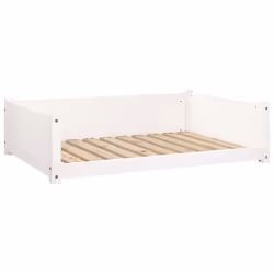 vidaXL Solid Pine Wood Dog Bed White 95.5x65.5x28 cm Wooden Pet Sofa Dog Couch