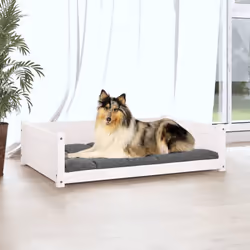 vidaXL Solid Pine Wood Dog Bed White 95.5x65.5x28 cm Wooden Pet Sofa Dog Couch
