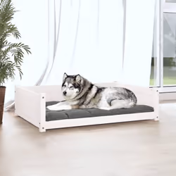 vidaXL Solid Pine Wood Dog Bed White 105.5x75.5x28 cm Pet Sofa Puppy Dog Couch - Additional view 2