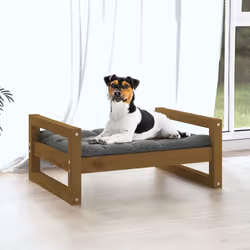 vidaXL Solid Pine Wood Dog Bed Honey Brown 55.5x45.5x28 cm Pet Sofa Dog Couch