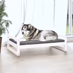 vidaXL Solid Pine Wood Dog Bed White 105.5x75.5x28 cm Pet Sofa Puppy Dog Couch